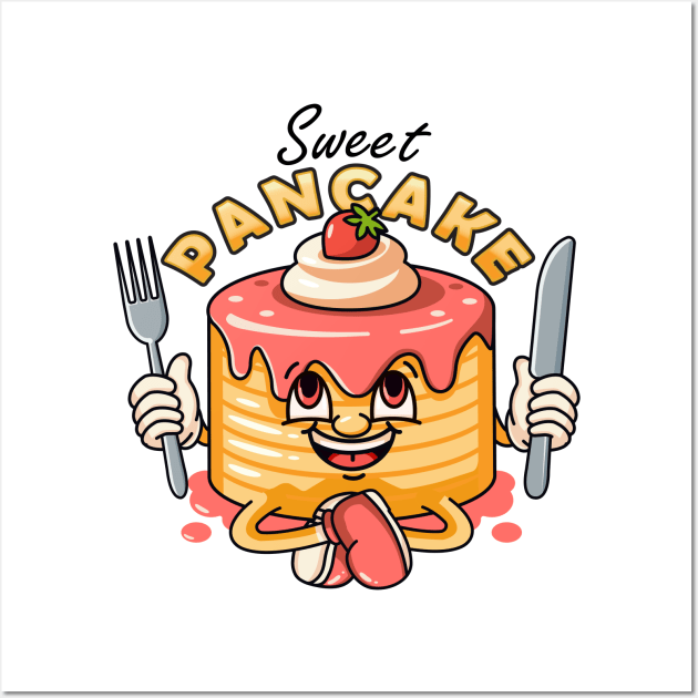 Sweet Pancake, retro mascot cartoon Wall Art by Vyndesign